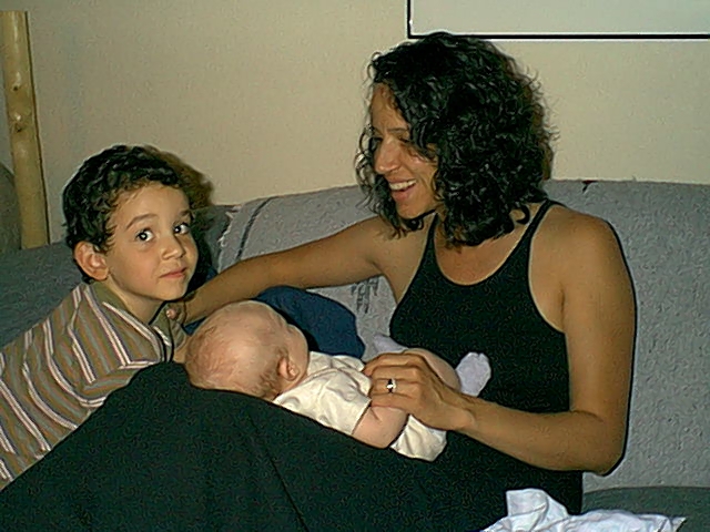 Rebecca, Dave's wife, Harley and newborn Alejandro Spriggs